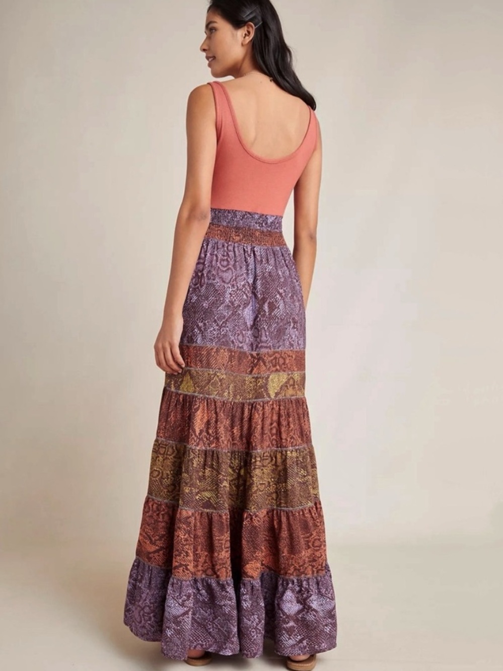 Anthropologie Colima Tiered Snake Print Maxi Dress size XS - Picture 2 of 8